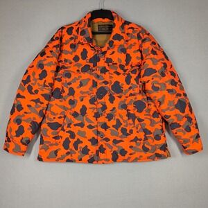 Filson Jacket Men's XL Orange Flame Camo Puffer Hunting Down Cruiser